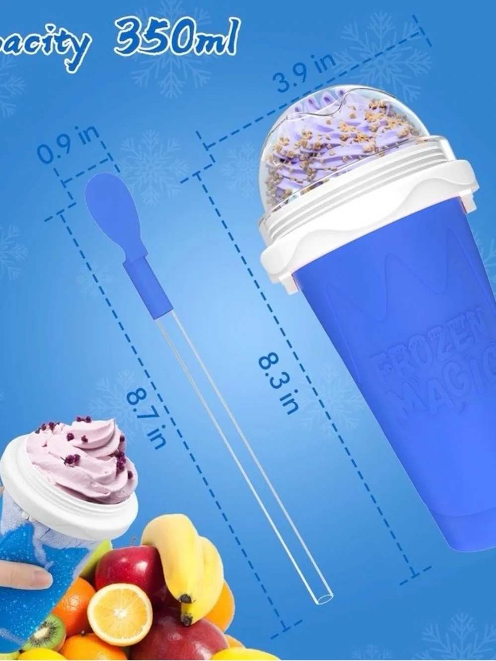 NEW 3-Pack Slushie Maker Cups – Quick-Freeze Squeeze Cups with Lids & Straws - Picture 3 of 9